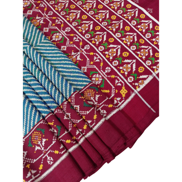 Blue and red colour Patan patola saree