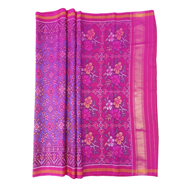 Purple and pink colour colour rajkot patola saree - Image 2