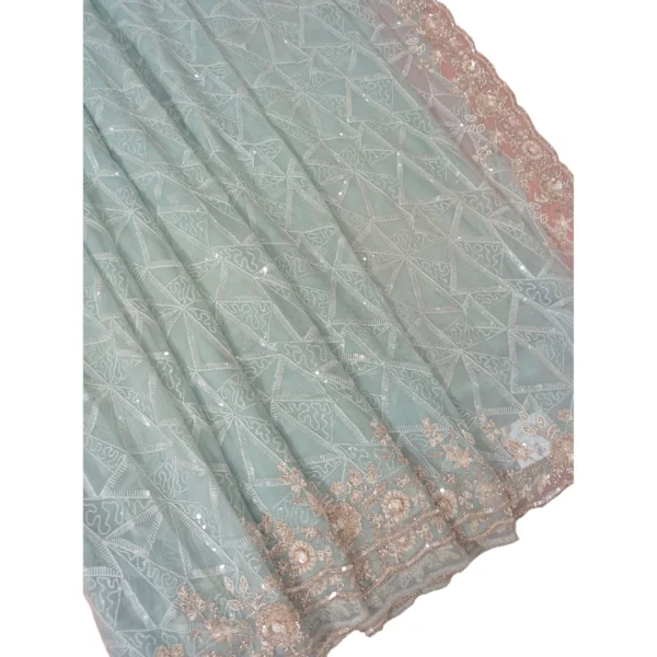 Blue colour stone worked saree