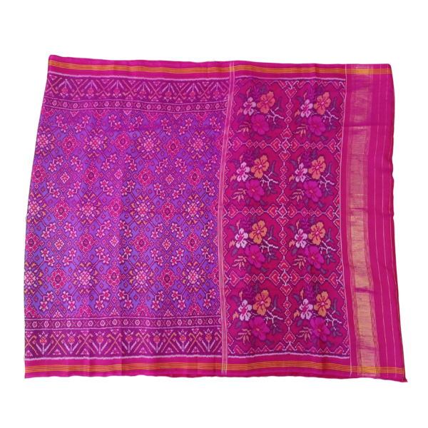 Purple and pink colour colour rajkot patola saree - Image 3