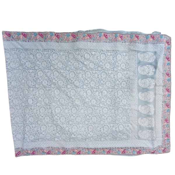 Blue colour embroidery worked saree - Image 4