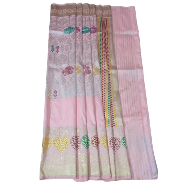 Pink colour banarasi silk saree - Image 4