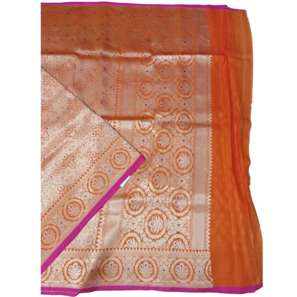 Orange colour banarasi silk saree - Image 2