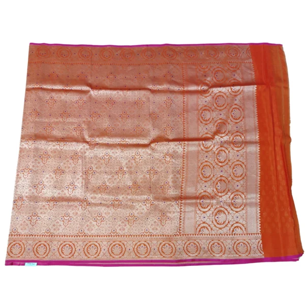 Orange colour banarasi silk saree - Image 3
