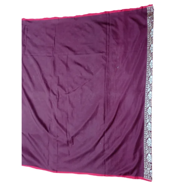 Brown colour banarasi zamdani cotton saree with beautiful allover floral design - Image 5
