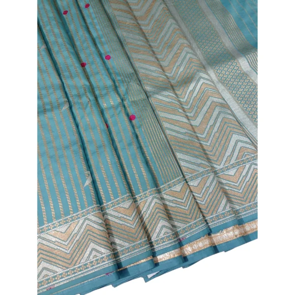 Blue colour banarasi silk saree with beautiful bird design