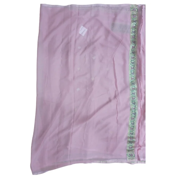 Pink colour Banarasi georgette silk saree with beautiful floral design - Image 5