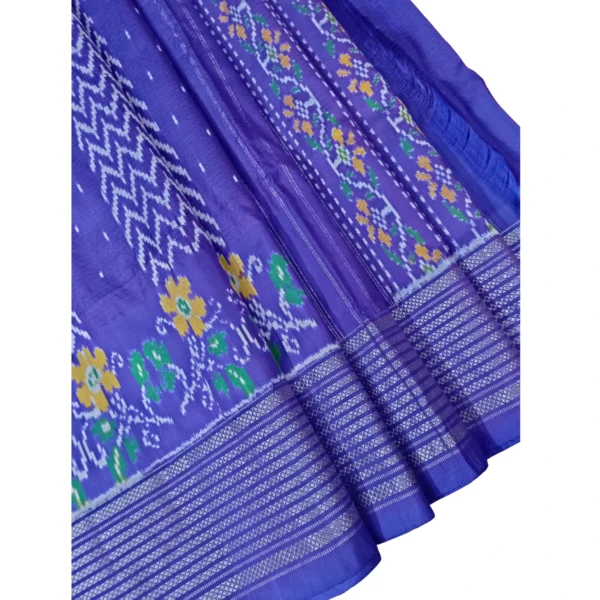 Blue colour pochampally double ikkat drill saree with beautiful temple design