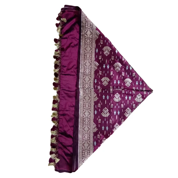 Coffee brown colour banarasi dupatta with beautiful floral design - Image 2