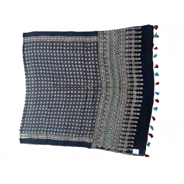Black colour Ajrakh modal silk dupatta