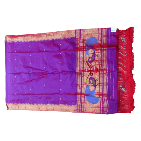 Purple colour paithani dupatta with beautiful peacock design