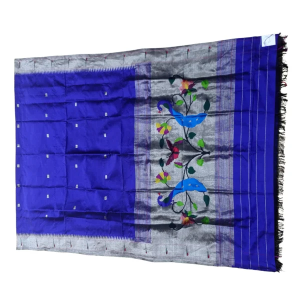 Blue colour paithani dupatta with beautiful peacock design