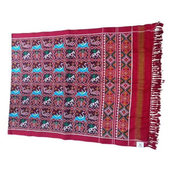 Maroon colour Patan patola dupatta with beautiful animal design