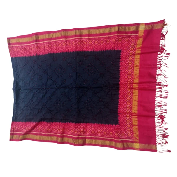 Black and red colour Rajkot patola dupatta with bandhini design