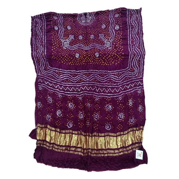 Purple colour Bandhini gajji silk dupatta