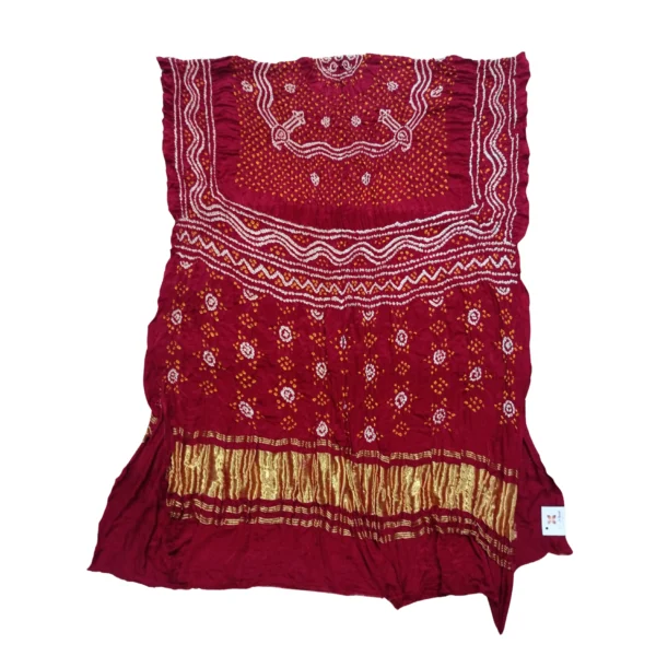 Red colour Bandhini gajji silk dupatta