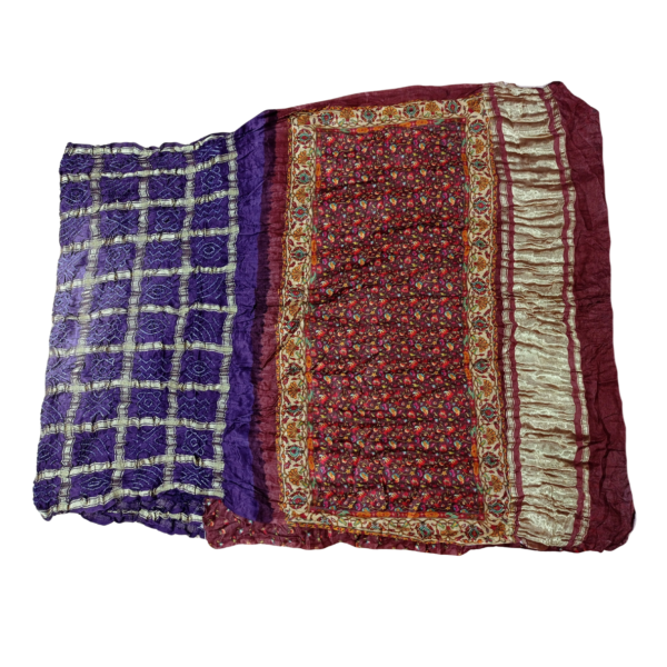Purple and brown colour Bandhini garchola Pichwai saree - Image 3