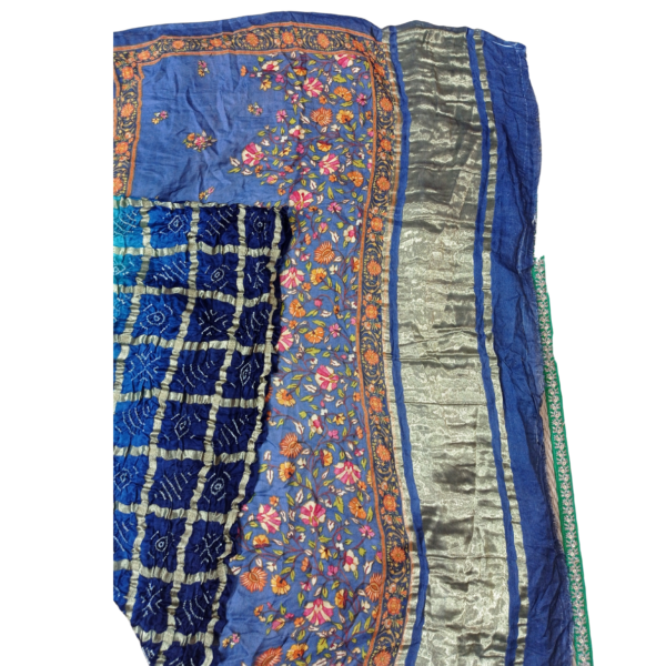 Blue colour bandhani garchola Pichwai saree - Image 2