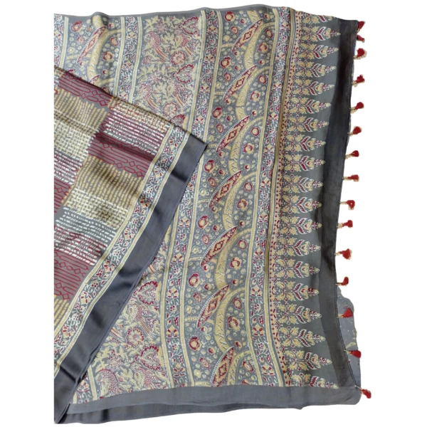 Multi colour ak Ajrakh modal silk saree - Image 2