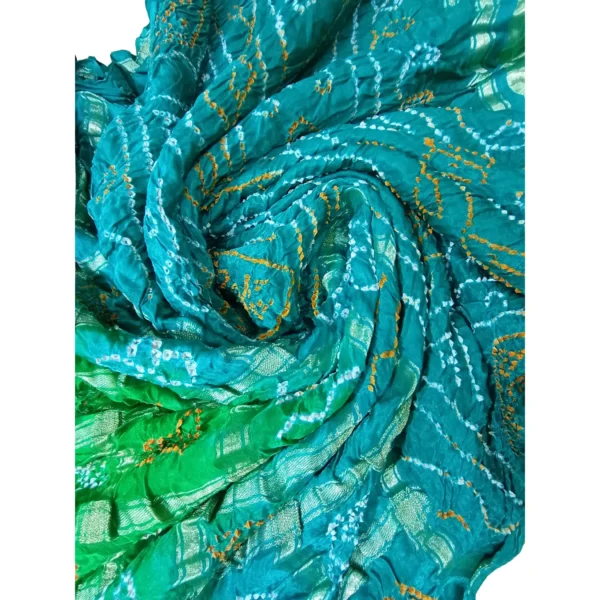 Blue and green colour Garchola bandhini saree