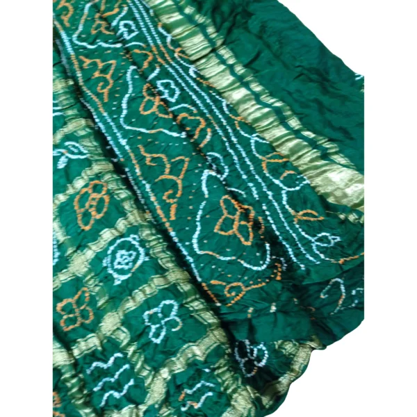 Green colour Garchola bandhani saree