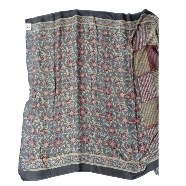 Multi colour ak Ajrakh modal silk saree - Image 5