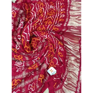 Red colour Garchola bandhani saree