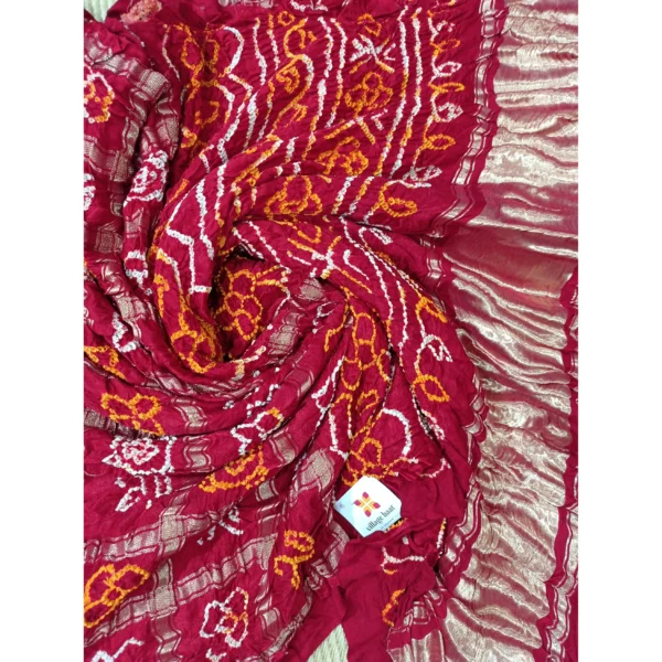 Red colour Garchola bandhani saree
