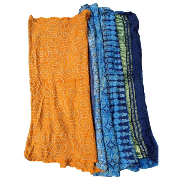 Yellow colour Ajrakh bandhani saree - Image 2