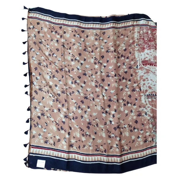 Beige colour Ajrakh modal silk saree - Image 4