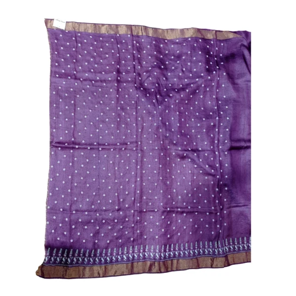 Purple colour Chikankari saree with beautiful floral embroidered - Image 5