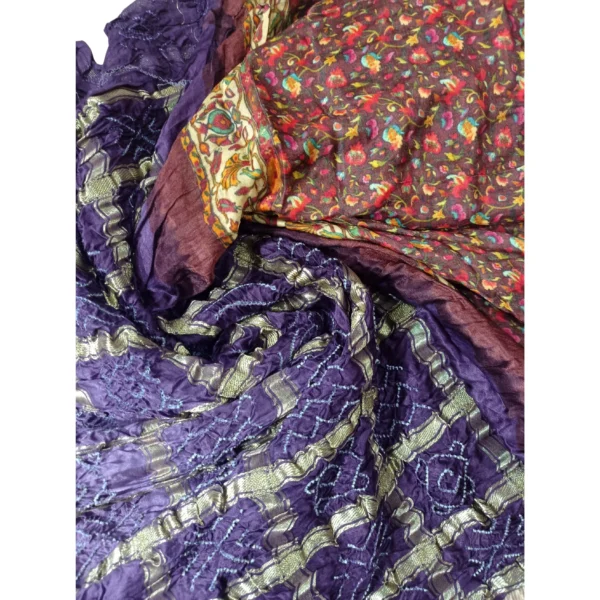 Purple colour shaded garchola Pichwai saree with beautiful floral pallu