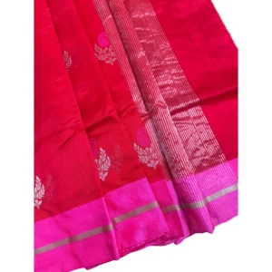Red and pink colour chanderi rawmango saree