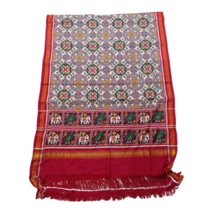 Off white colour double ikkat Patan patola dupatta with beautiful patola design