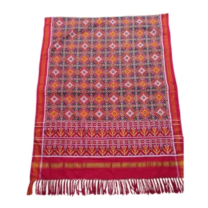 Red colour double ikkat Patan patola dupatta with beautiful patola design
