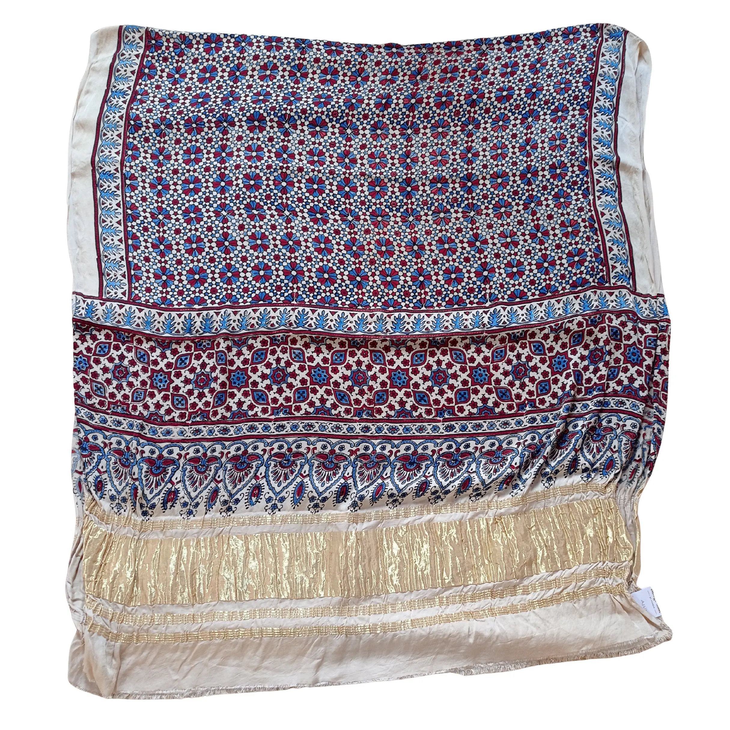 Beige colour Ajrak gajji silk dupatta