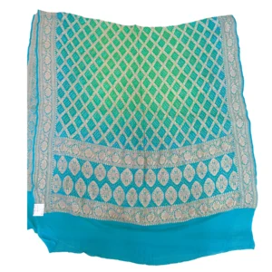 Green colour bandhani georgette dupatta