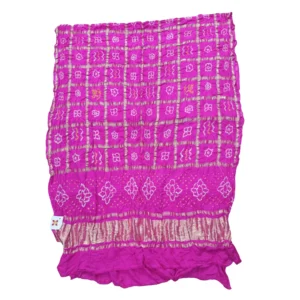 Pink colour gajji silk bandhani garchola dupatta