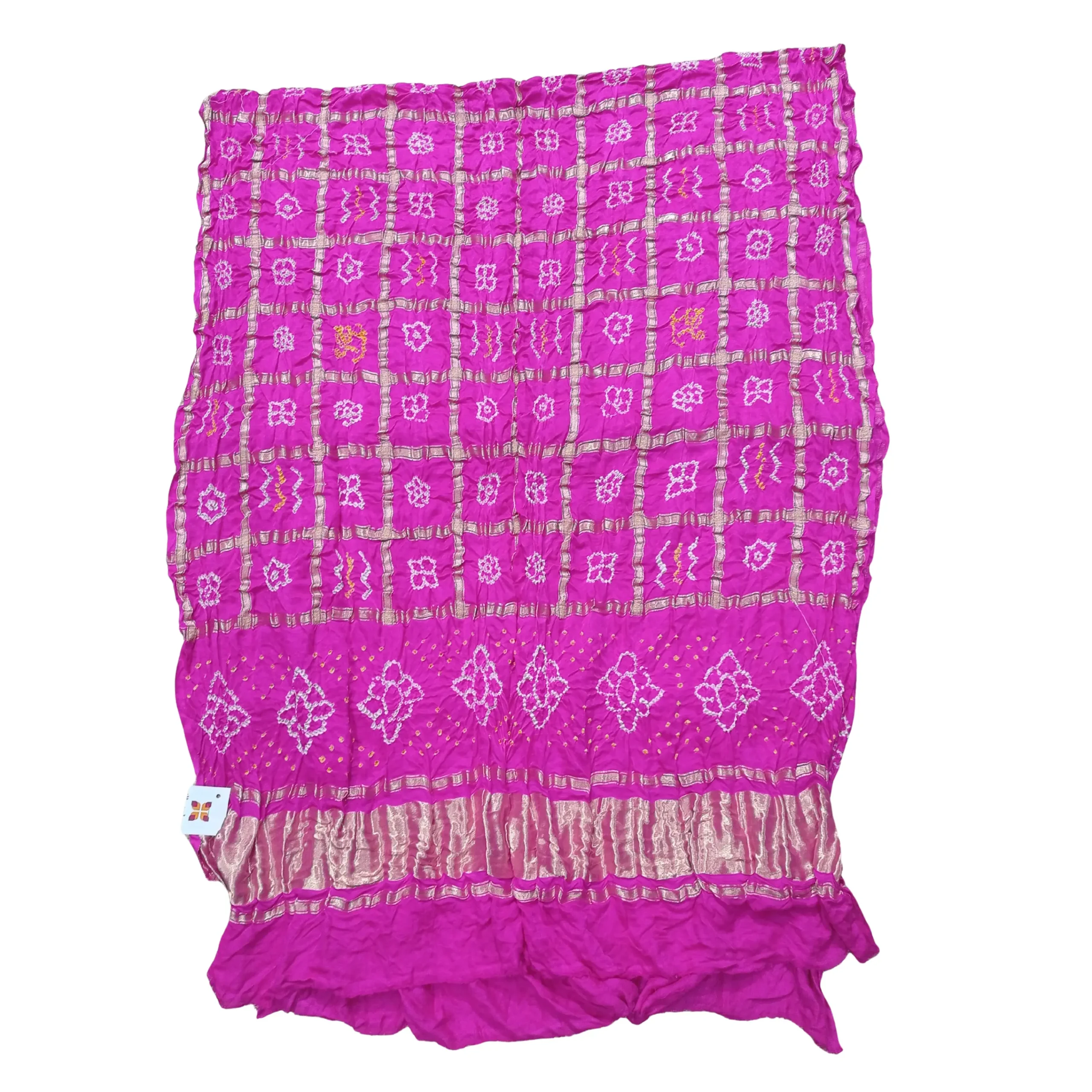 Pink colour gajji silk bandhani garchola dupatta