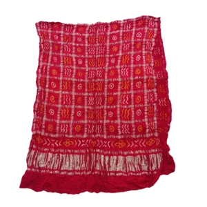 Red colour bandhani gajji silk dupatta