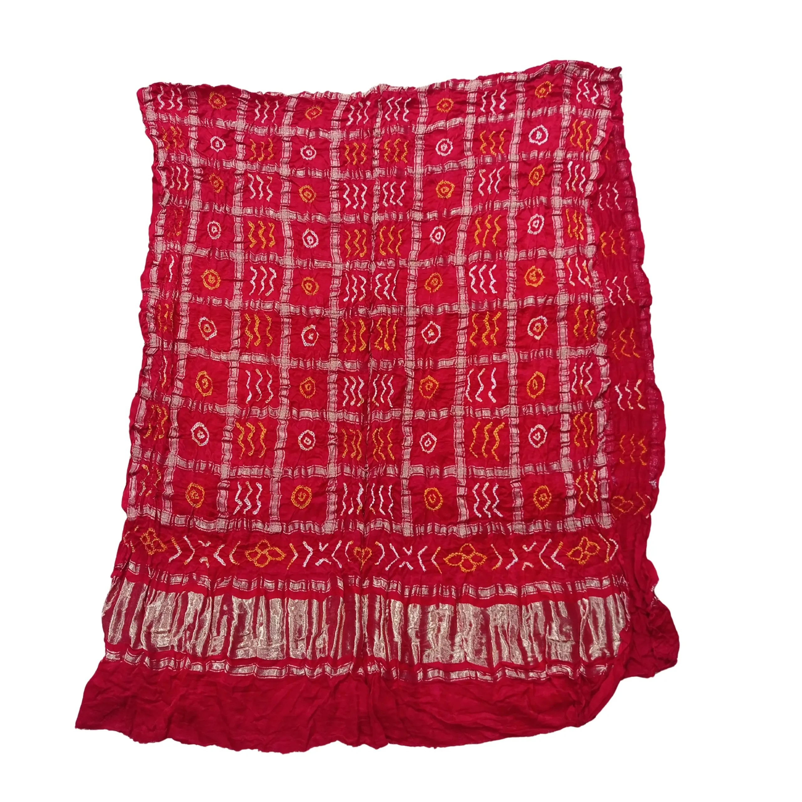 Red colour bandhani gajji silk dupatta