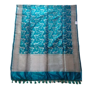 Green colour banarasi dupatta with floral design